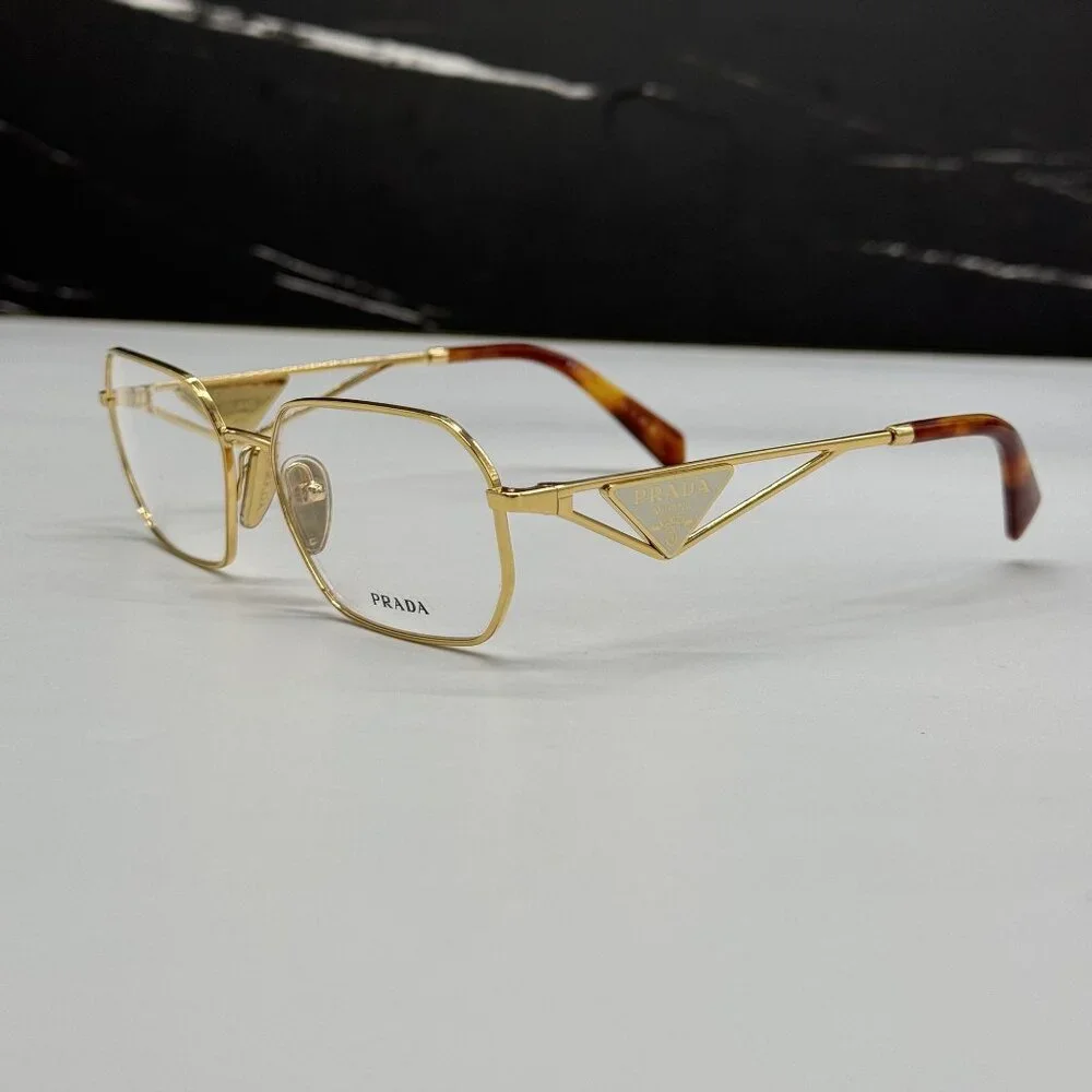 NEW PRADA PRA53V 5AK1O1 EYEGLASSES PR A53V 5AK1O1 GOLD UNISEX EYEWEAR VPR A53 5A